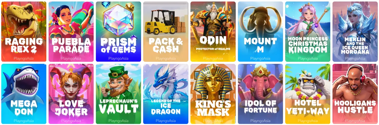 Valor Casino slot games collection including Raging Rex, Odin, and Love Joker