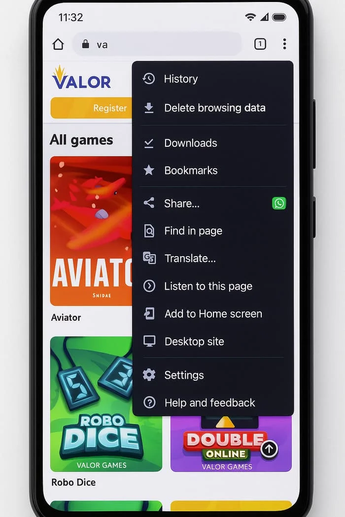 ValorBet mobile application